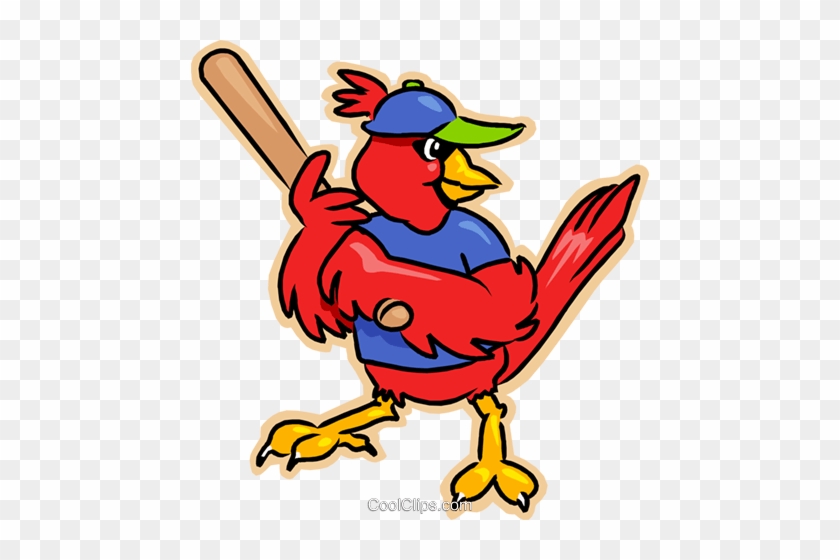 Red Cardinal Playing Baseball Royalty Free Vector Clip - Cardinal Clip Art #1667356