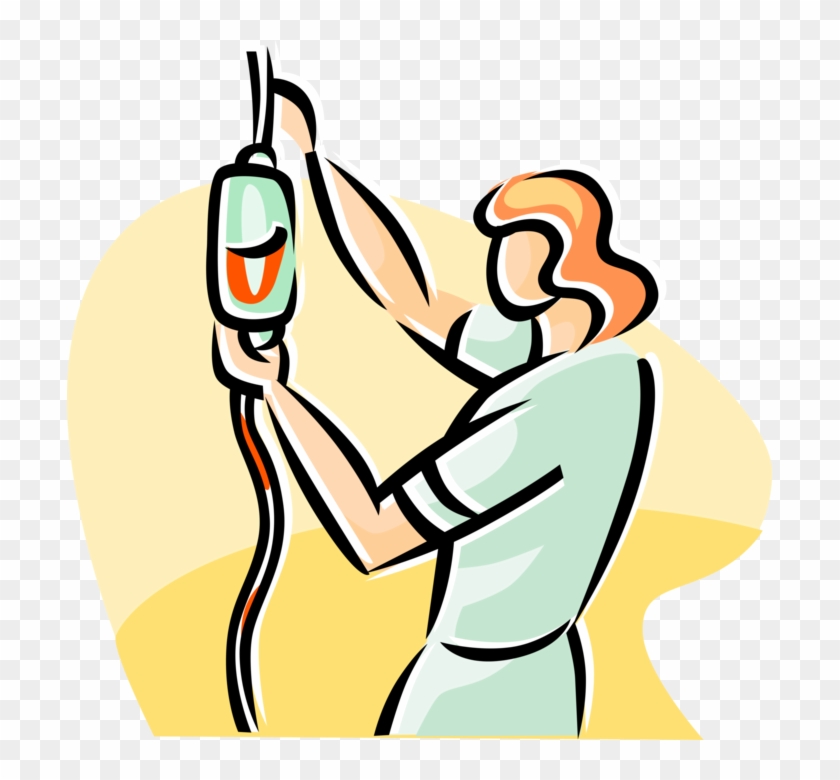 Vector Illustration Of Health Care Nurse Replacing - Blood Transfusion #1667702