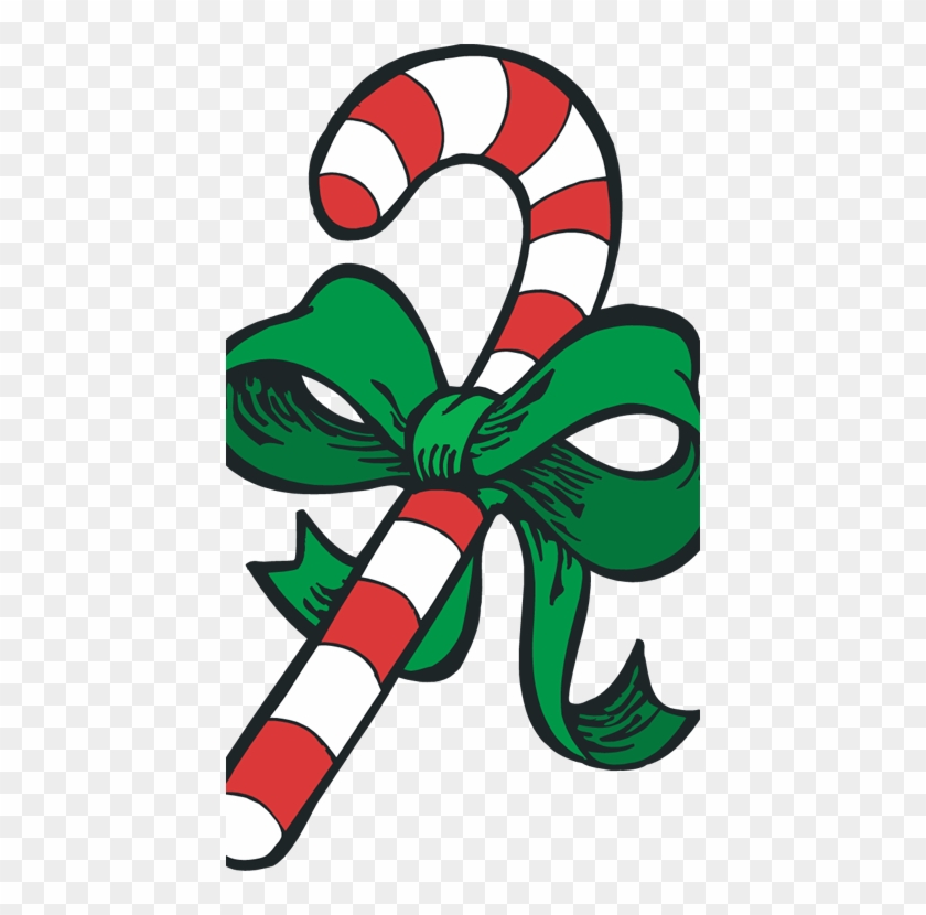 Cane Clipart Bow - Clip Art Christmas Candy Cane #1668216