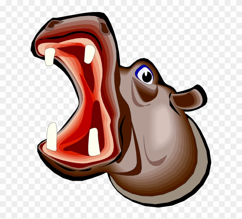 Free Hippo Clipart - Cartoon Hippo Head With Mouth Open #1668273