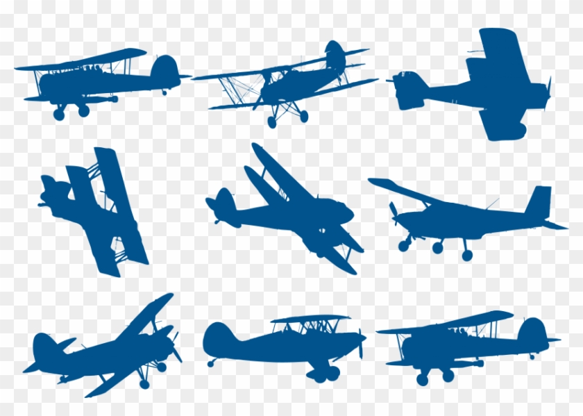 Free Png Download Blue Biplane Silhouette Png Images - Clipart Biplane Png #1668535