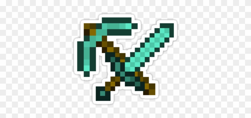 Minecraft Diamond Pickaxe By Angelkitty17 - Minecraft Sword And Pickaxe Crossed #1668610