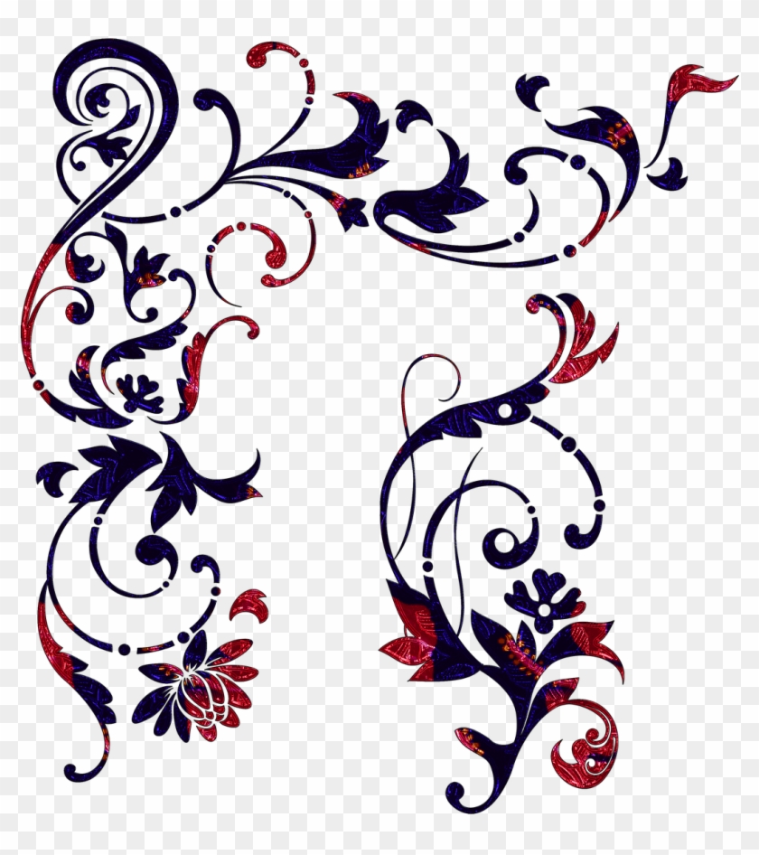 Scroll Red,large,300dpi,floral Design - Scrolled Border Png Transparent #1668703