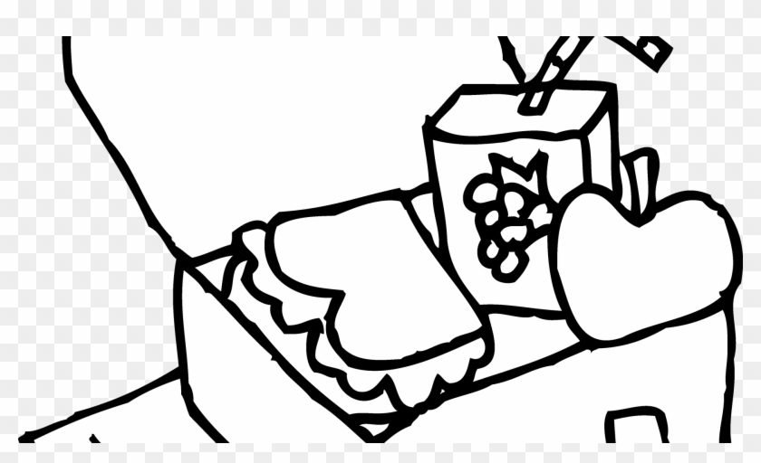 Picture Free Stock Dinner Drawing Food - Lunch Box Clipart Black And White #1668774