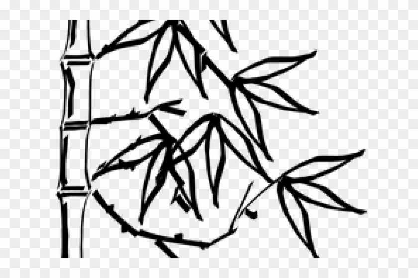 Drawn Bamboo Bamboo Branch - Bamboo Leaves Clipart Black And White #1668990