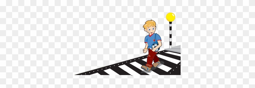 Cartoon Of Boy Crossing A Road - Crossing The Road Safely #1669581