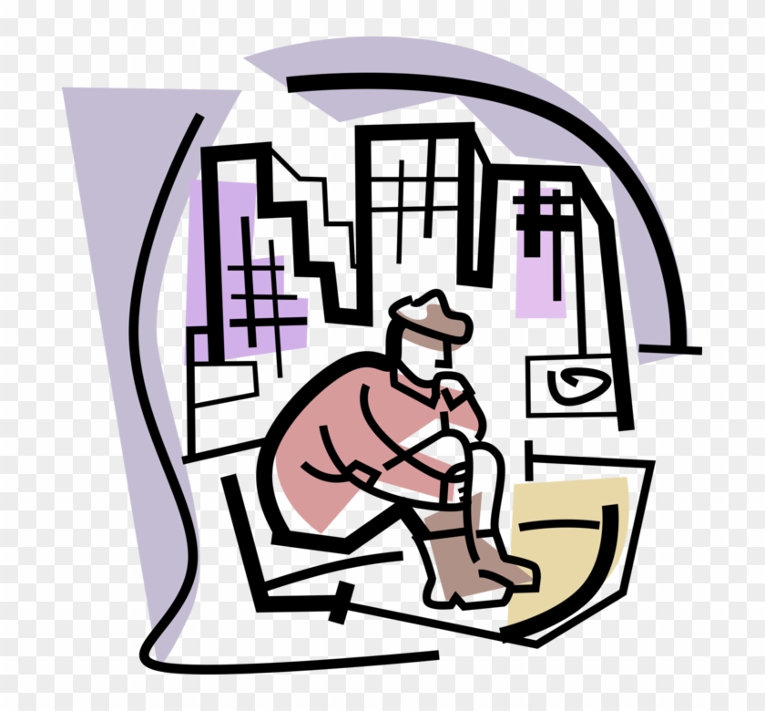 Vector Illustration Of Homeless And Unemployed Man - Poverty As A Challenge Clipart #1670043