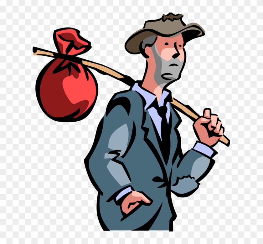 Vector Illustration Of Down On His Luck Homeless Businessman - Vector Illustration Of Down On His Luck Homeless Businessman #1670049