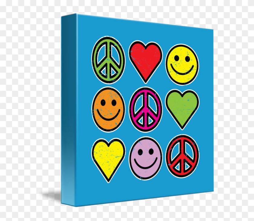 Retro Peace Smileys Hearts By I Create - Smiley #1670142