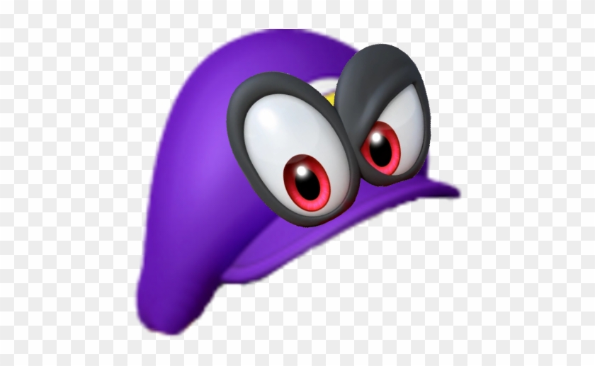 Cappy On Waluigi's Cap - Waluigi Hat Png #1670214