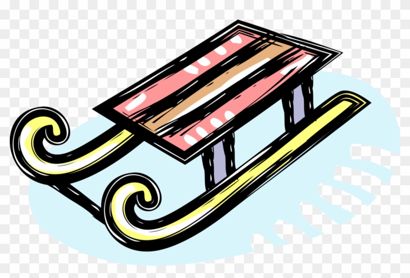 Vector Illustration Of Winter Sled Or Sleigh Toboggan - Schlitten Clipart #1670383