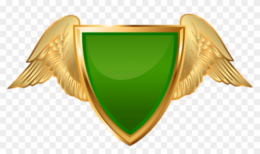 Free Png Download Badge With Wings Green Png Clipart - Gold Transparent Background Shield Logo #1670671