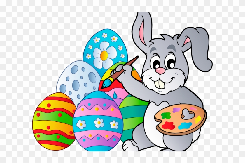 Egg Clipart Easter - Cartoon Easter Bunny With Eggs #1670792