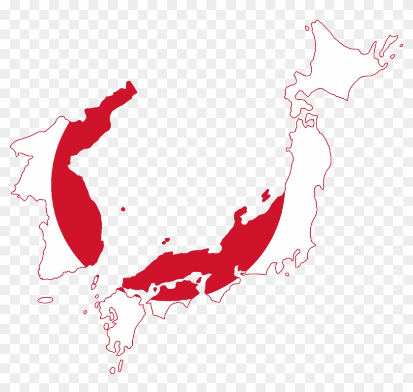 Flag Map Of Japan And Korea - Japanese Empire Flag Map #1671186
