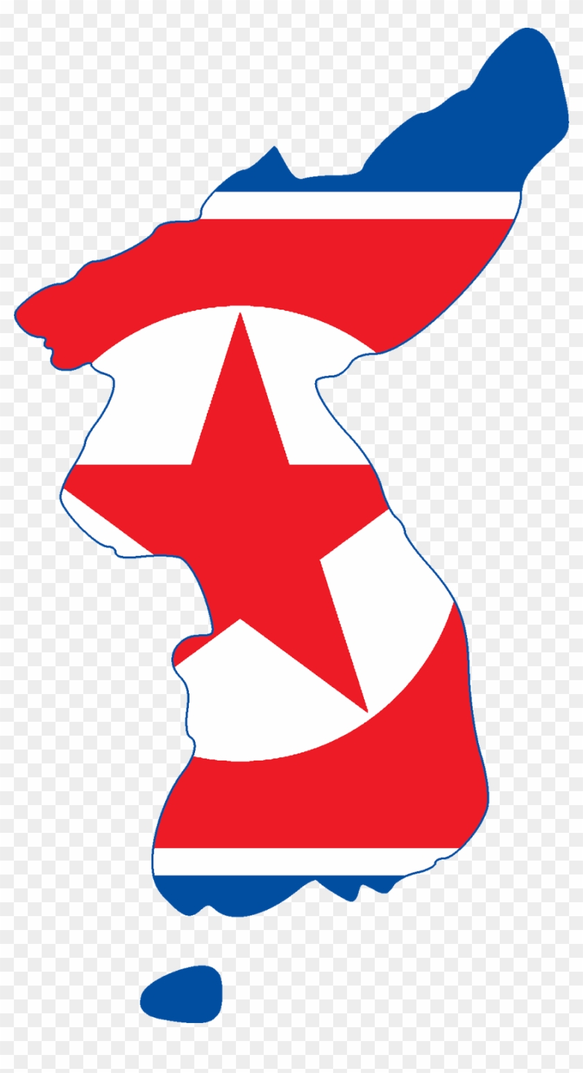 North Korea Flag With Map Graphics - North Korea Flag Map #1671196