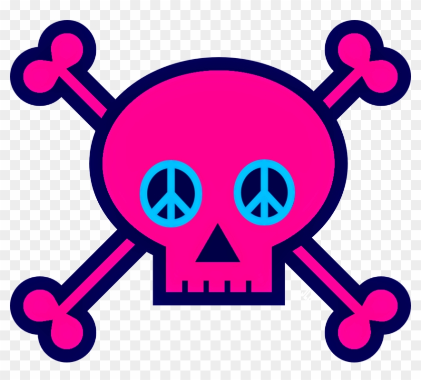 ☮💀/jlb Cartoon Tattoos, Peace Signs, Scully, Skull - Pink Skull And Crossbones #1671284
