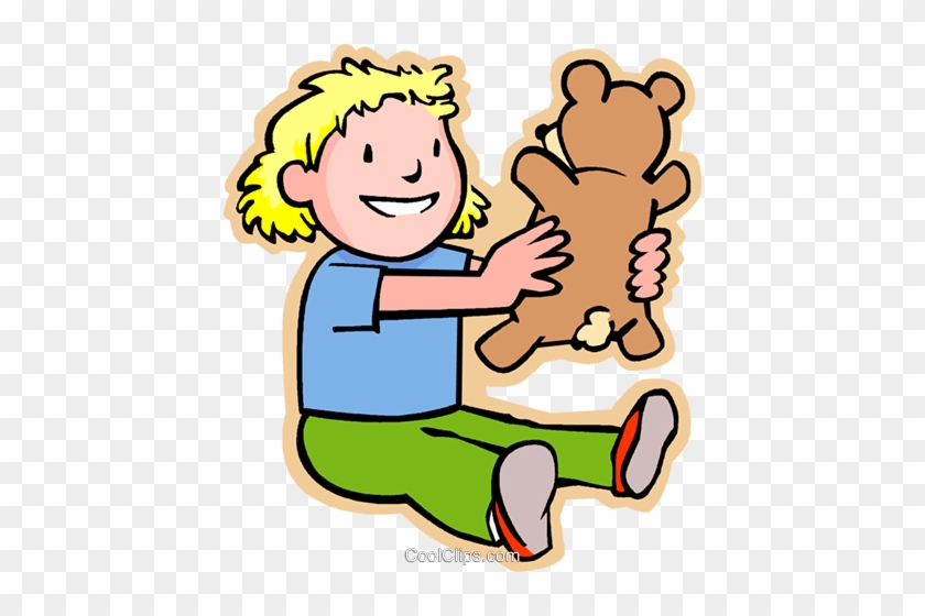 Little Girl With A Teddy Bear Royalty Free Vector Clip - Child With Teddy Bear #1671311