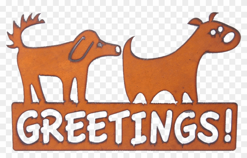 Universal Ironworks Greetings By Two Dogs Rustic Metal - Cartoon #1671365