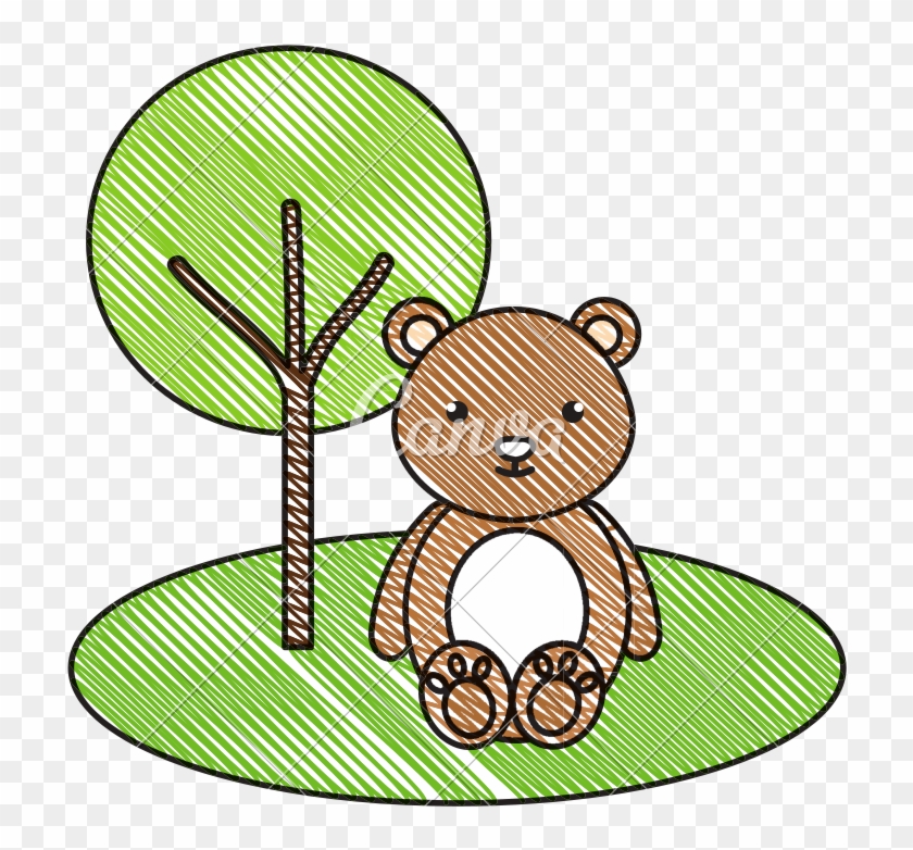 Cute And Tender Bear In The Camp Character - Cartoon #1671433