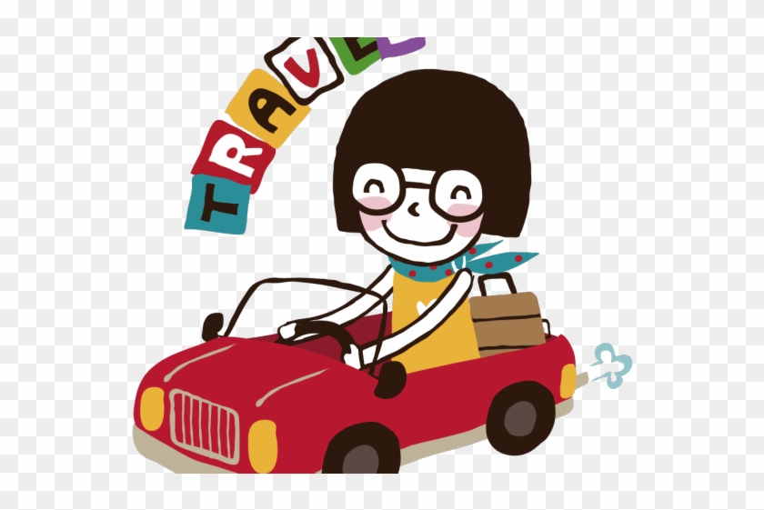 Driving Clipart Girl - Niña Conduciendo Carro Dibujo #1671656