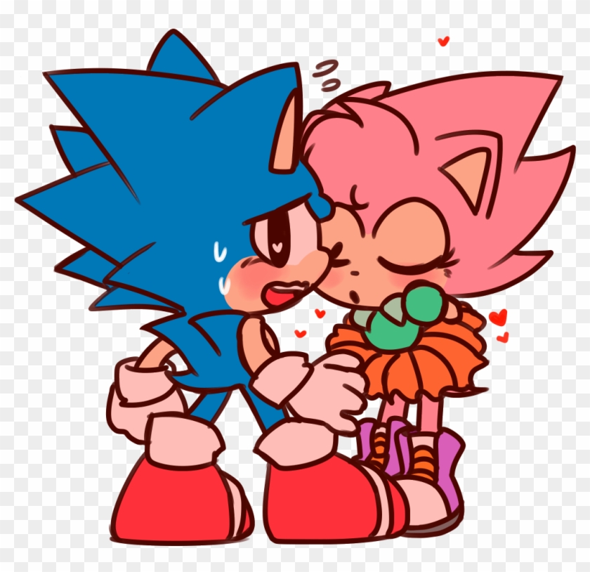 “kiss Me You Fool” I Missed Valentines Day But Sonamy - Classic Sonic X Classic Amy Kiss #1672021