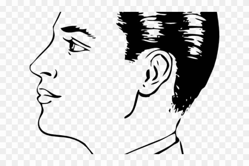 Haircut Clipart Black And White - Man Side Face Drawing #1673288
