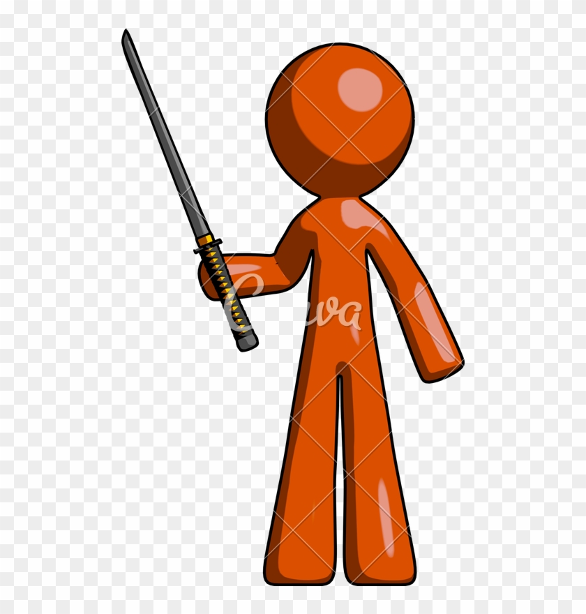 Mascot Man With Ninja Sword Katana - Katana #1673574