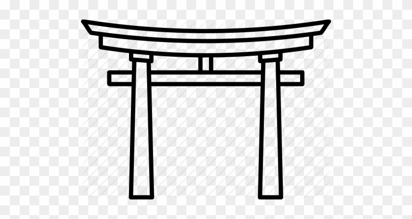 Japanese Torii Gate Outline Clipart Shinto Shrine Torii - Japanese Shrine Outline #1673629