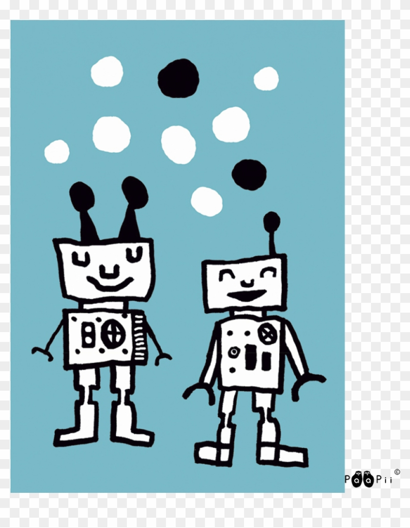 Postcard, Happy Robots - Cartoon #1673721