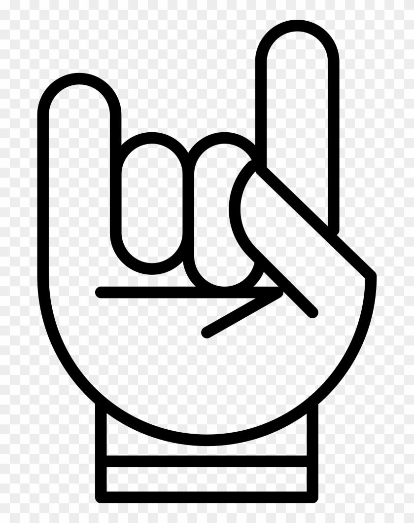 Hand With White Outline Forming A On - Rockstar Hand Sign Png #1674355