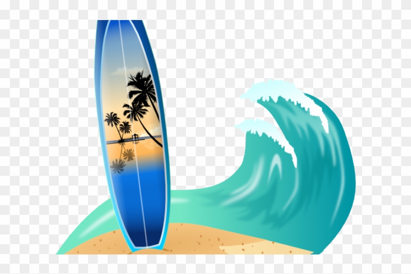 Drawn Wave Surfboard - Surfing Board Clipart #1674532