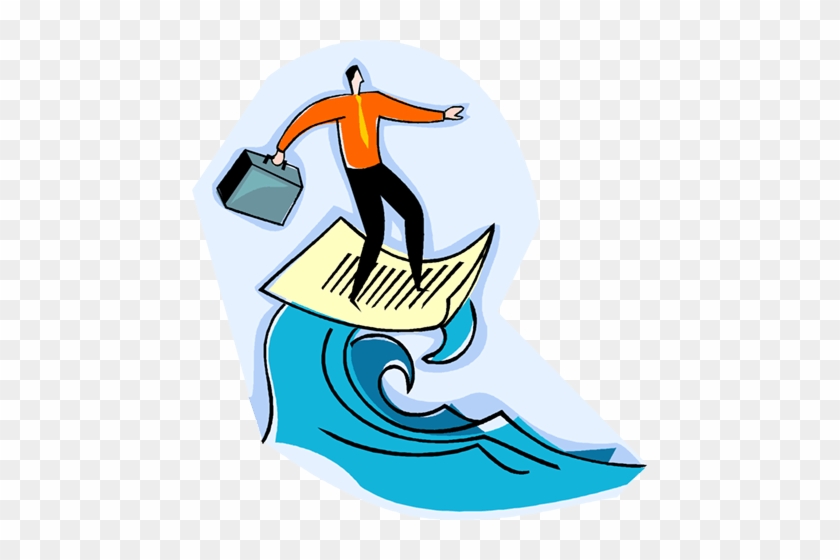 Man Riding A Wave Of Information Royalty Free Vector - Management #1674533