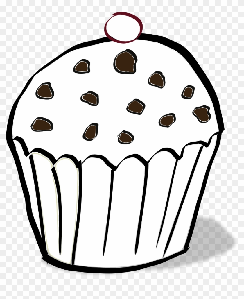 Cupcake Clipart Free - Chocolate Chip Muffin Coloring Page #1674760