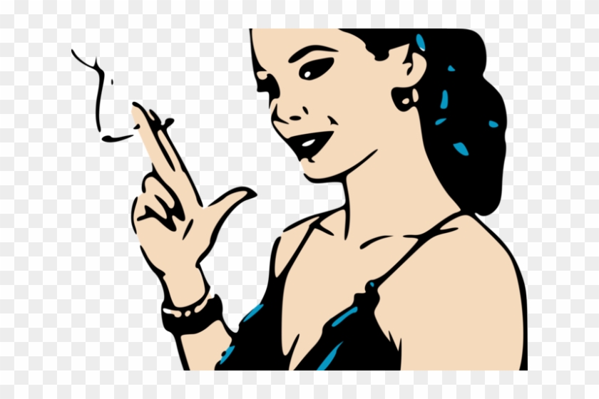 Cigarette Clipart Retro - Girl Smoking Clipart #1674874