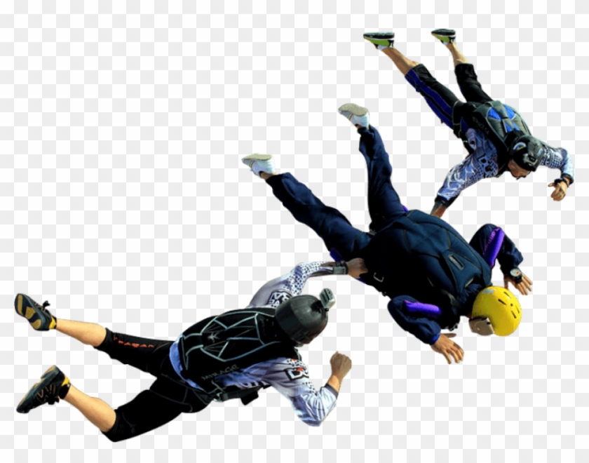 Free Png Triple Skydivers Before Opening Parachute - Skydivers Png #1675383