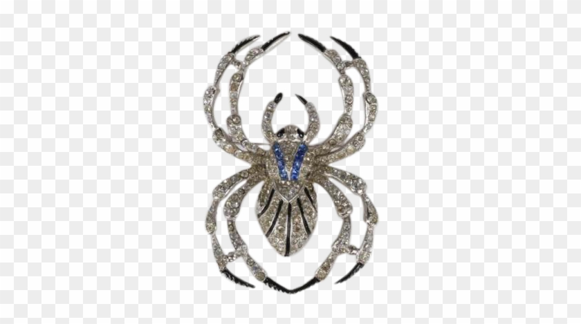 Coro 1940's Large Enamel, Sapphire Blue And Pavé Tarantula - Brooch #1676107