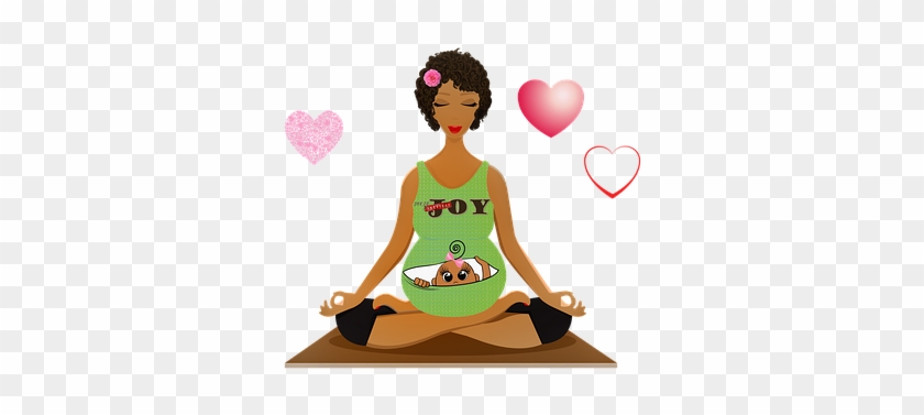 Pregnant Woman Yoga, Afro American - African American Woman Eating Illustrations #1676859