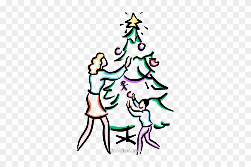 Mother And Son Decorating Tree Royalty Free Vector - Illustration #1676968
