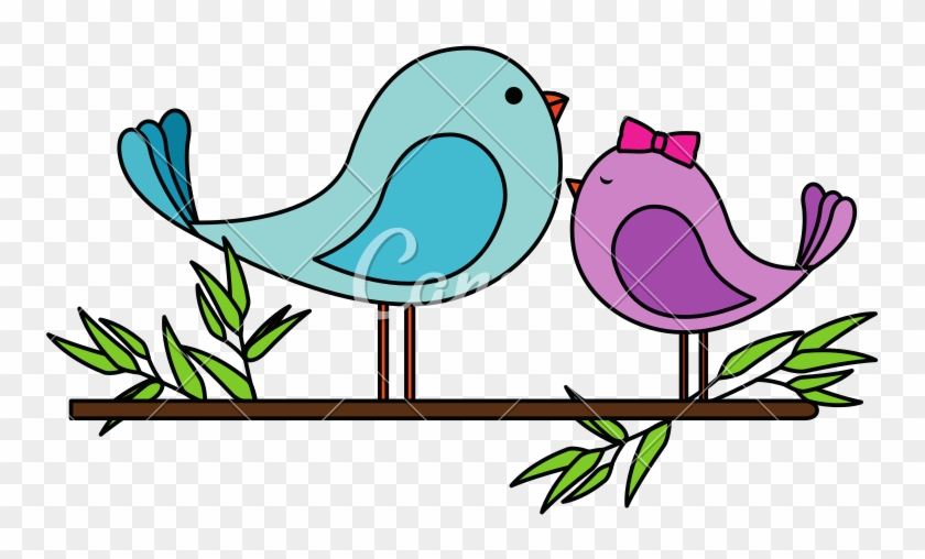 Cute Mother And Son Birds In Branch Characters - Cute Mother And Son Birds In Branch Characters #1676978