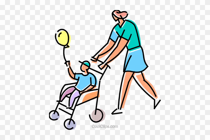Mother Pushing Her Son In The Stroller Royalty Free - Mother Pushing Her Son In The Stroller Royalty Free #1676991