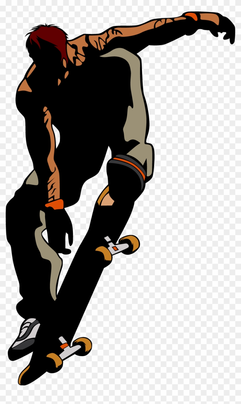 Drawing Cartoon Skateboard Clip Art - Skateboarder Png Vector #1677010