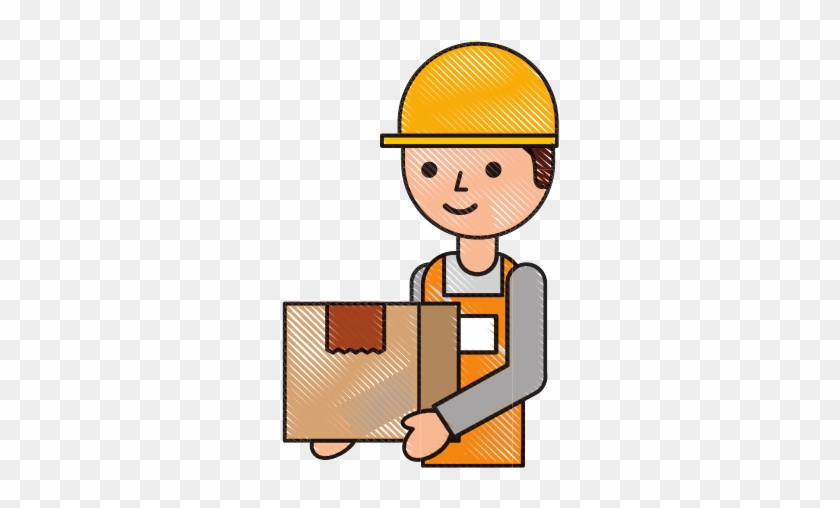 Parcel Clipart Courier Man - Cartoon #1677263