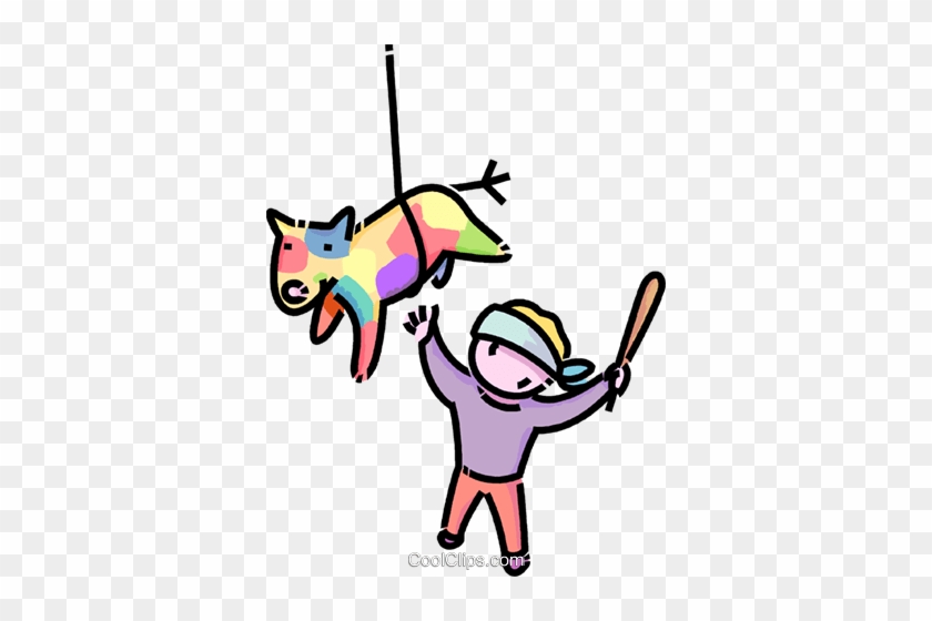 Junge Kollision Mit Einem Piñata Vektor Clipart Bild - Hitting The Animal Clipart #1678656