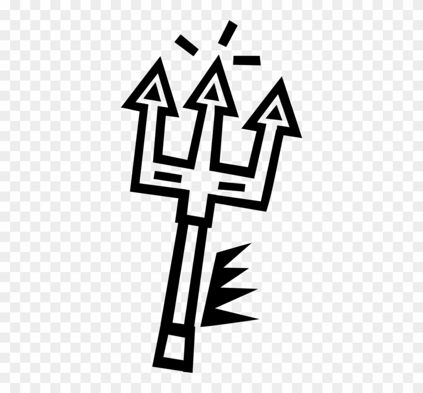 Vector Illustration Of Trident Of Poseidon Three-pronged - Cross #1678729