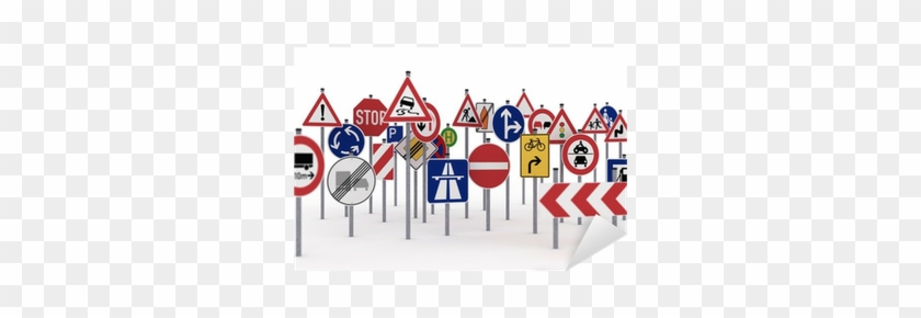 A Lot Of Traffic Signs Over White Background Sticker - Lot Of Street Signs #1678890
