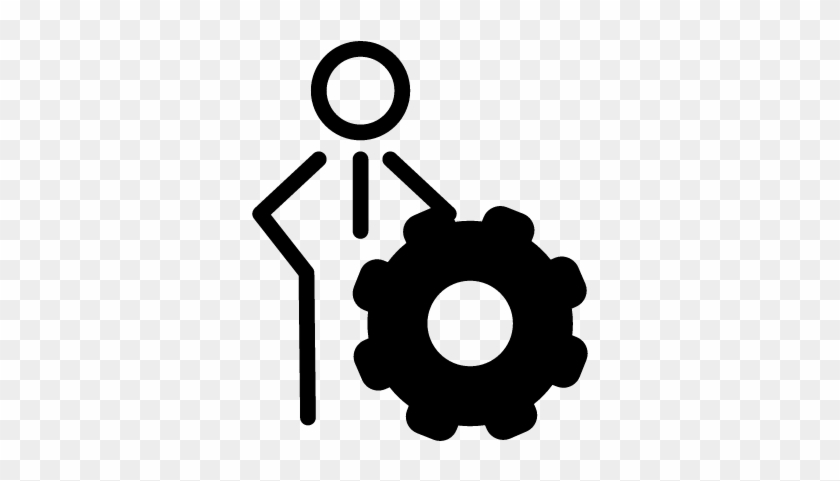 Person Outline With Cogwheel Symbol Vector - Person Gear Icon Png #1679558