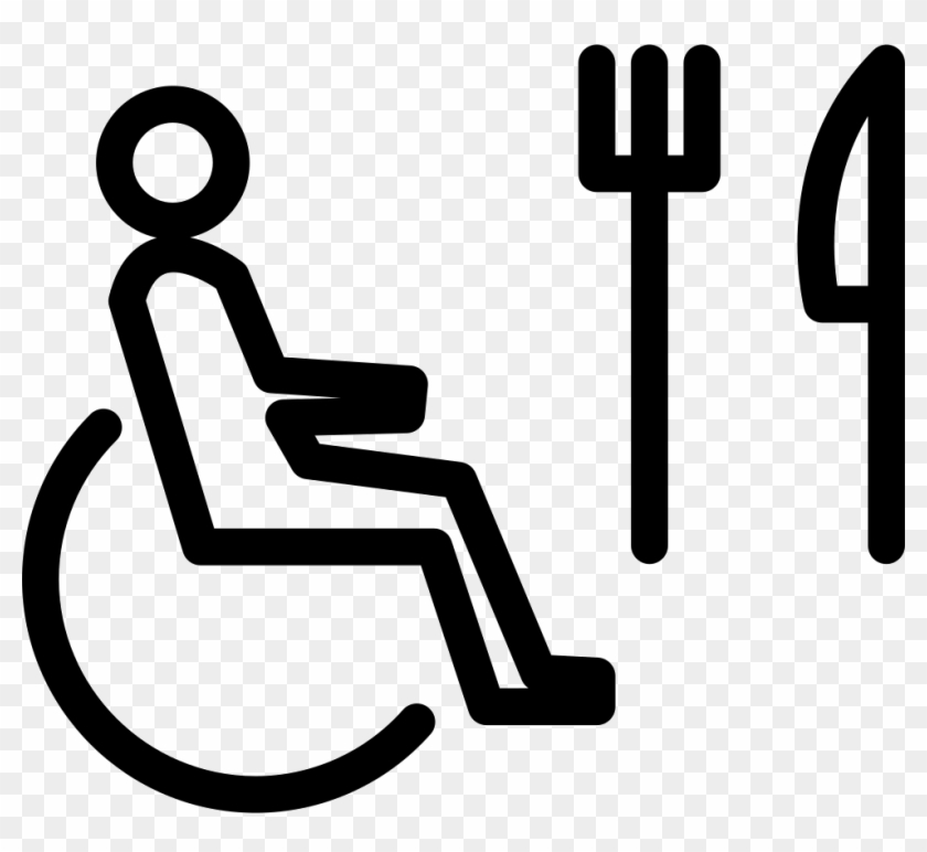 Person On Wheel Chair Outline With Fork And Knife Comments - Wheel Chair Icon Outline #1679561