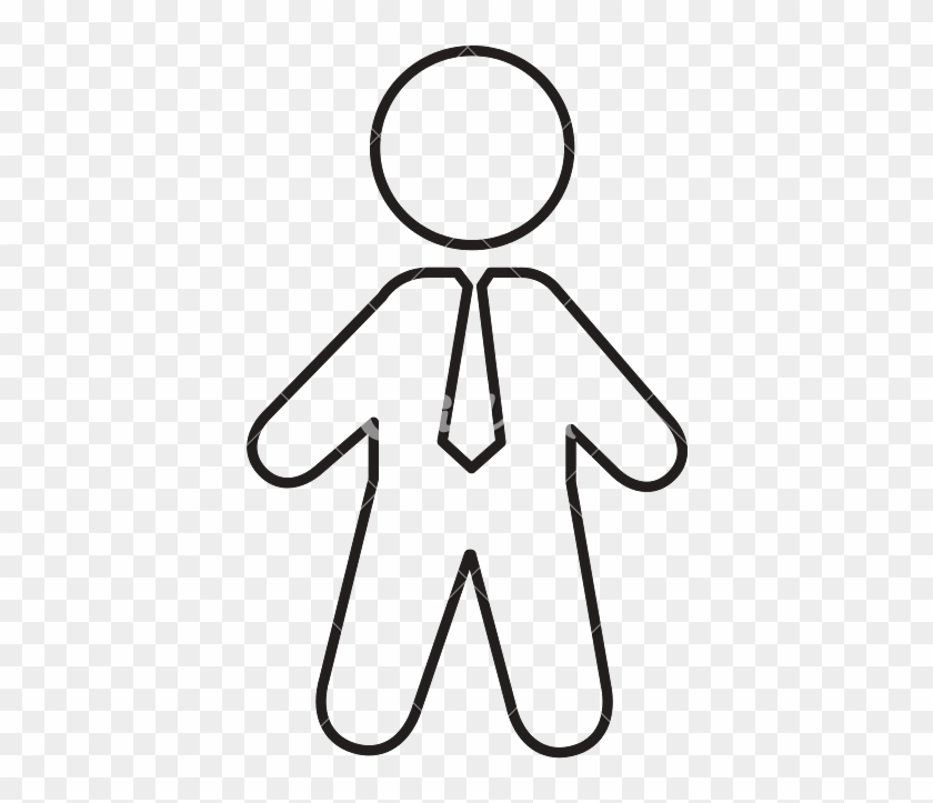 Stick People Business Man Outline - Line Art #1679564