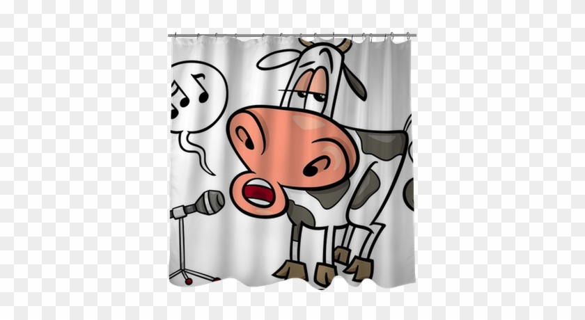 Singing Cow Cartoon Illustration Shower Curtain • Pixers® - Cow Singing #1679610