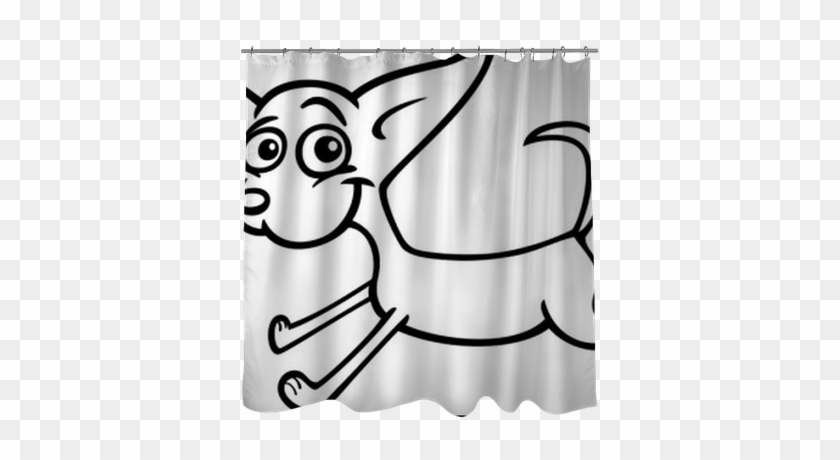 Running Chihuahua Cartoon For Coloring Shower Curtain - Running Chihuahua #1679612